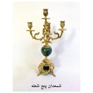برنز شمعدان پنج شعله جفت ارتفاع ۴۱ عرض ۲۲ وزن ۴/۵ کیلوگرم